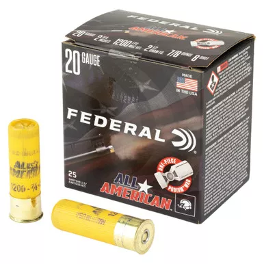 Federal All American - 20 Gauge 2.75", #8, Partition, 25-Round Box