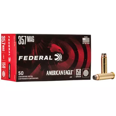 Federal American Eagle, 357MAG, 158 Grain, Jacketed Soft Point, 50 Round Box AE357A