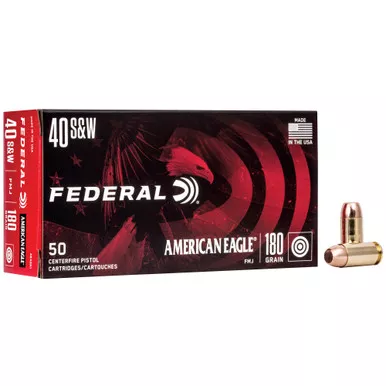 Federal American Eagle, 40S&W, 180 Grain, Full Metal Jacket, 50 Round Box AE40R1