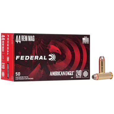 Federal American Eagle, 44MAG, 240 Grain, Jacketed Hollow Point, 50 Round Box AE44A