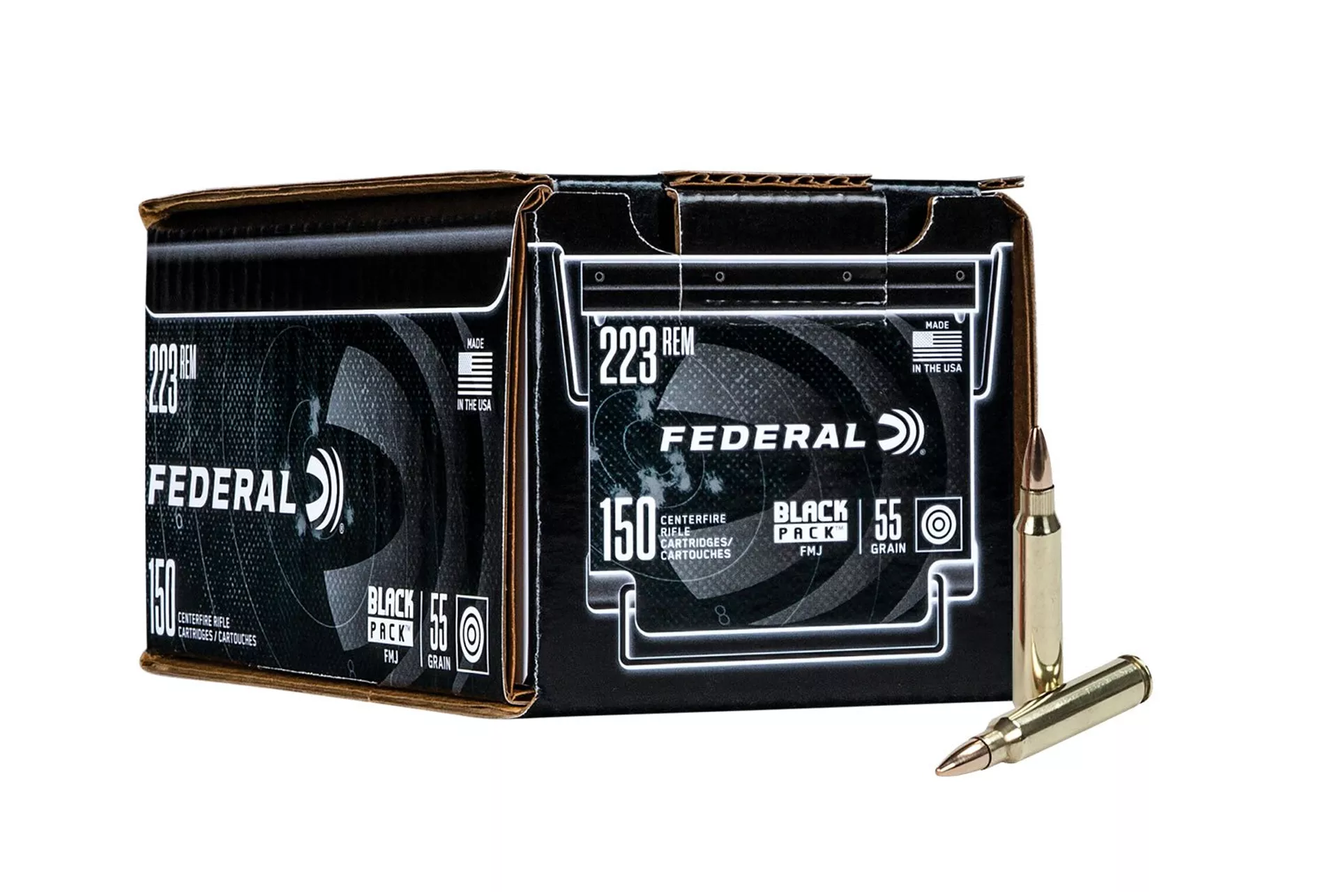Federal Black Pack 223 REM 55GR FMJ Rifle Ammo – 600 round case – FC223BF