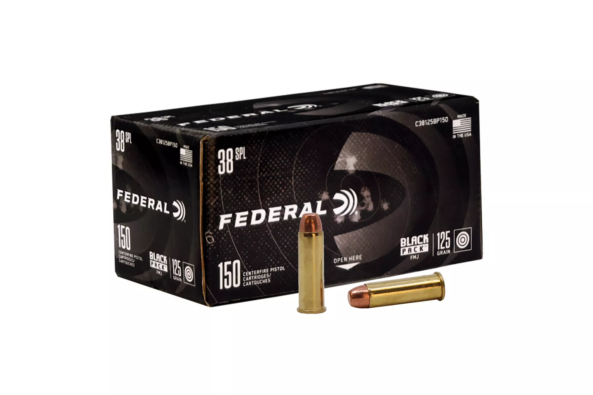 Federal Black Pack 38 Special 125GR FMJ Handgun Ammo – 600 round case – C38125BP150 CASE