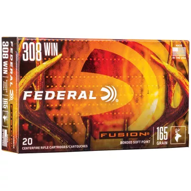 Federal Fusion, 308 WIN, 165 Grain, Boat Tail, 20 Round Box F308FS2