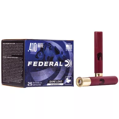 Federal Game-Shok, 410 Bore, 3", #4, Max Dram, .6875oz, Shotshell Lead Shot, 25 Round Box H4134