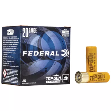 Federal Top Gun Sporting, 20 Gauge 2.75", #7.5, 7/8 oz, 25 Round Box, 1,250 FPS TGS22475