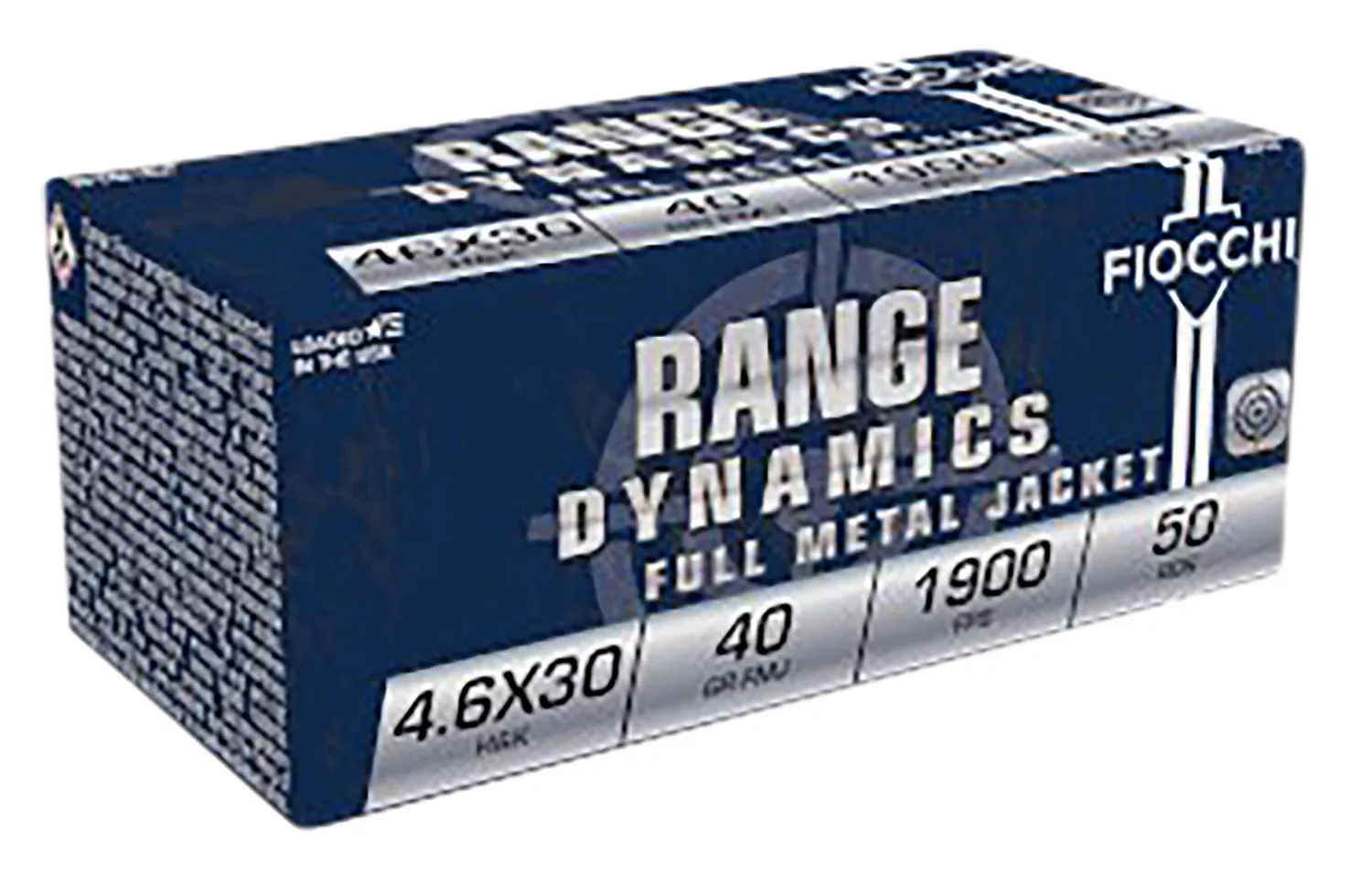 Fiocchi 46EXA Range Dynamics4.6x30mmH&K 40gr Full Metal Jacket 50 Per Box/20 Case