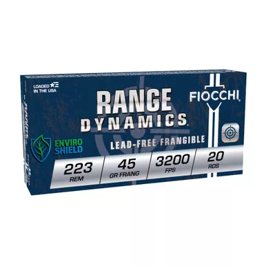 Fiocchi Ammunition Range Dynamics, 223 Remington, 45 Grain, Frangible, 20 Round Box 223FRG20