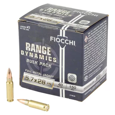 Fiocchi Ammunition Range Dynamics - 5.7X28MM, 40Gr, Full Metal Jacket, 150-Round Box