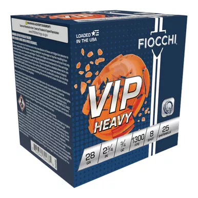 Fiocchi VIP Heavy 28ga 2 3/4" 3/4oz #8 Shot 28VIPH8