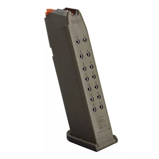 Glock Gen5 Factory Magazine G17 G17L G19 G26 G34 9mm Luger – OD Green 17/rd (Pkg)