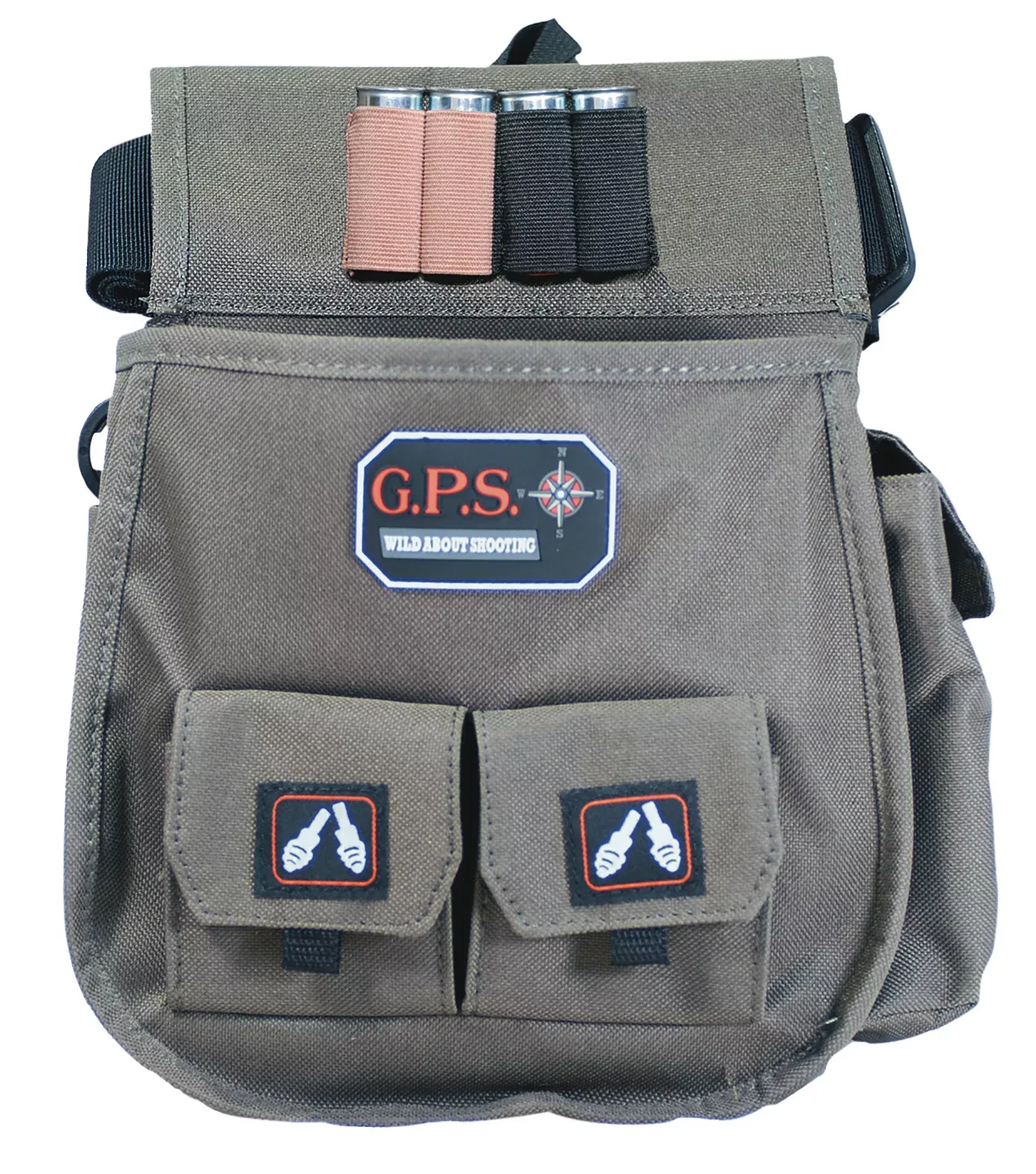 GPS Bags 1093CSP Deluxe Double Shotshell Pouch Olive Polyester Waist Mount 30-52" Belt