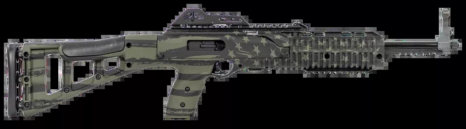 Hi-Point 995TSFLGOD 9mm Carbine with American Flag Design and Adjustable Sights