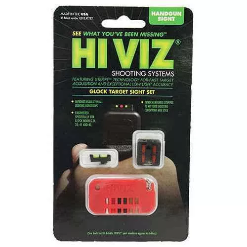 Hi-Viz Litewave Front & Rear Sight Set Fits All for Glocks Includes Green Red White Litepipes
