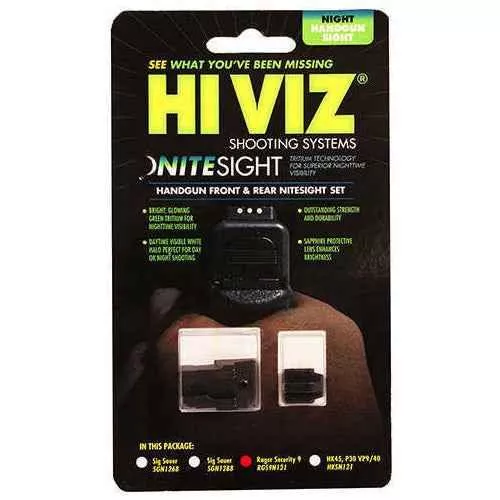 HIVIZ Sight Systems Night Tritium Front & Rear Set Ruger Security 9