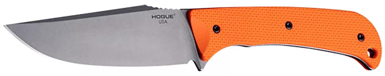 Hogue 35850 ExtrakXL 3.90" Fixed Clip Point Plain Stone Tumbled CPM M4 Tool Steel Blade, Blaze Orange Textured G10 Scales Handle