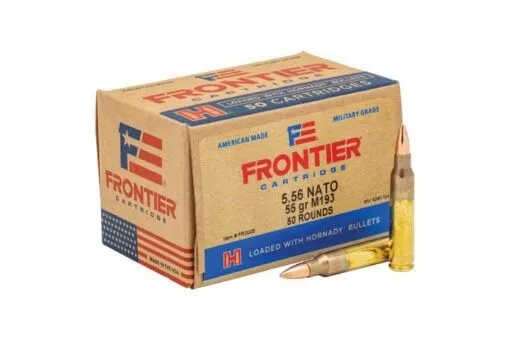 Hornady FR2005 Frontier 5.56mm NATO M193 55 Grain FMJ Rifle Ammo – 500 round case – FR2005