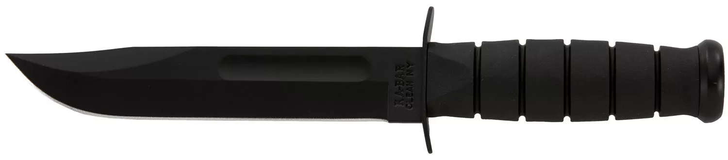 Ka-Bar 1211 Fighting/Utility7" Fixed Clip Point Plain Black 1095 Cro-Van Blade, Black Kraton G Handle, Includes Sheath