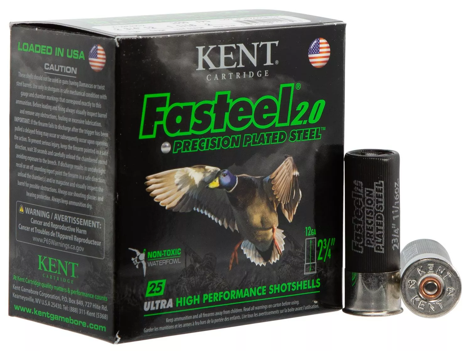 Kent Cartridge K122FS302 Fasteel 2.0 12 Gauge 2.75″ 1-1/16 oz 2 Shot Shotgun Ammo – 25 Rounds – K122FS302