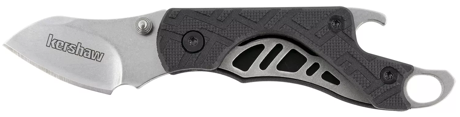 Kershaw 1025X Cinder1.40" Folding Drop Point Plain Stonewashed 3Cr13MoV SS Blade Black Glass-Filled Nylon Handle Includes Key Ring