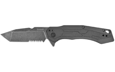 Kershaw Analyst Folding Knife 3-1/4″ Partially Serrated Tanto Blade Black