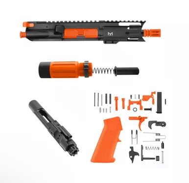 Micro 5" AR15 Complete Build Kit With Short Buffer System - CEARKOTE ORANGE