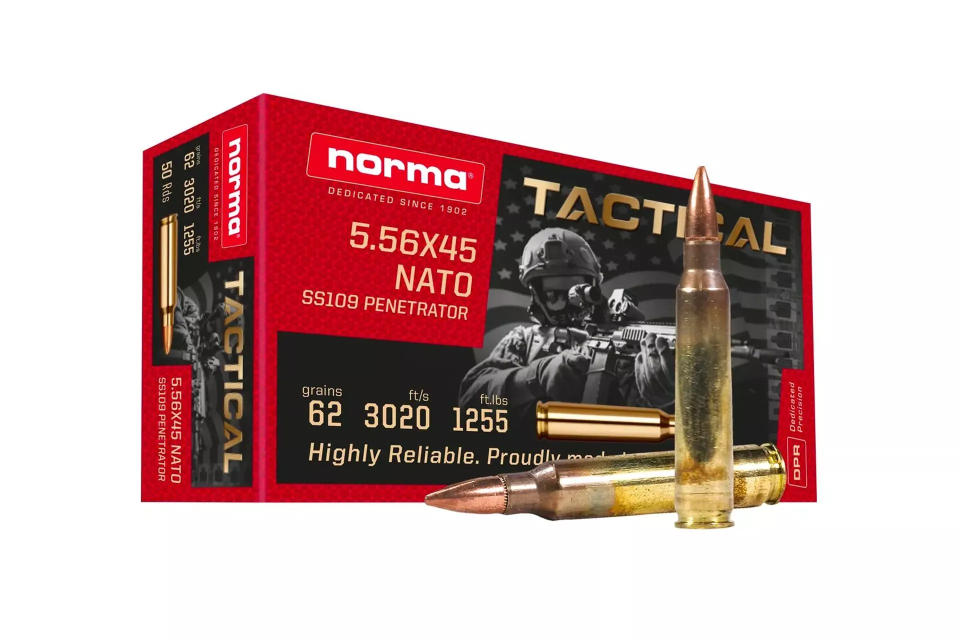 Norma SS109 Penetrator 62gr FMJ 5.56×45 Ammo Rifle Ammo – 50 Rounds – 2425729