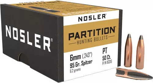 NOSLER BULLETS 6MM .243 - 95GR PARTITION 50CT