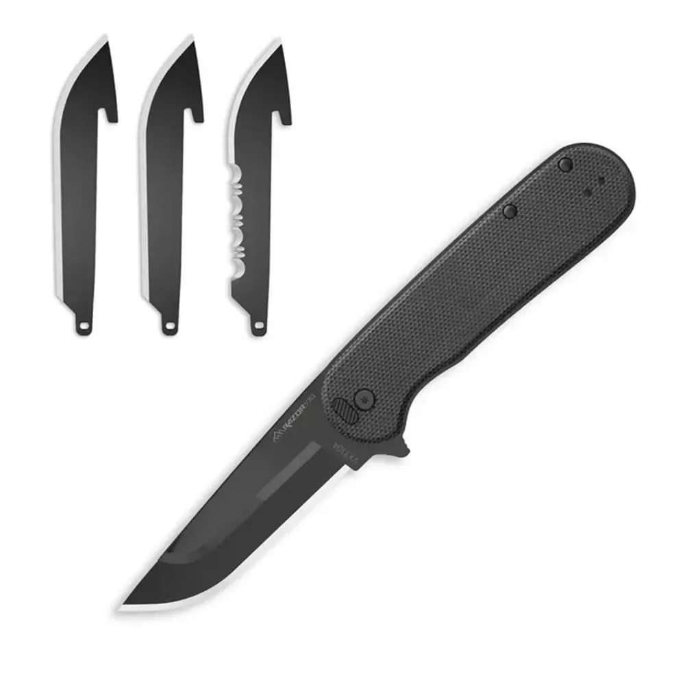 Outdoor Edge Razor VX3 Replaceable Blade Folding Knife 3" Drop Point Blade Black