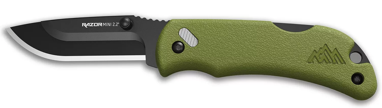 Outdoor Edge RMG222C RazorMini2.20" Folding Plain 420J2 SS Blade OD Green ABS Polymer Handle
