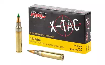 PMC X-TAC 5.56 NATO 62gr LAP Green Tip 20 Round Box