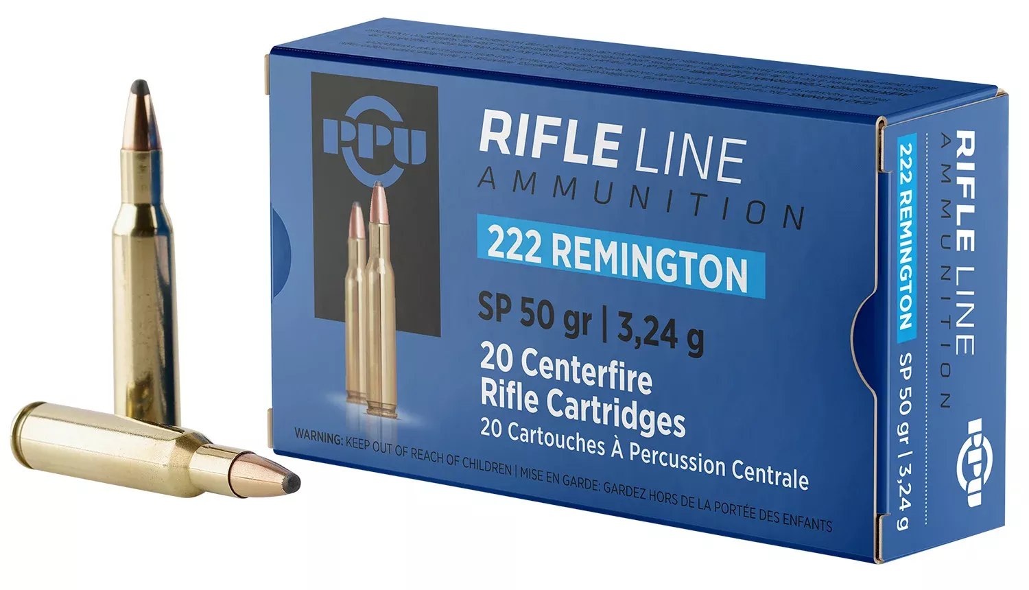 PPU PP222 Standard Rifle222Rem 50gr Soft Point 20 Per Box/50 Case
