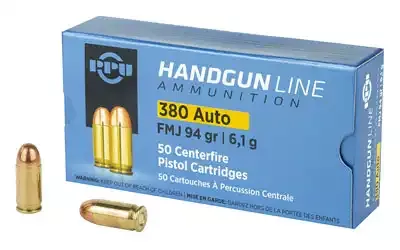 Prvi Partizan .380 ACP 94gr FMJ Brass 50 Round Box
