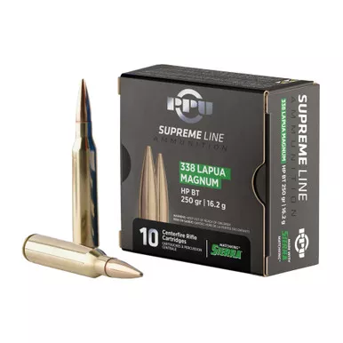 Prvi Partizan Supreme, 338 Lapua, 250 Grain, Boat Tail Hollow Point, 10 Round Box PPMK338