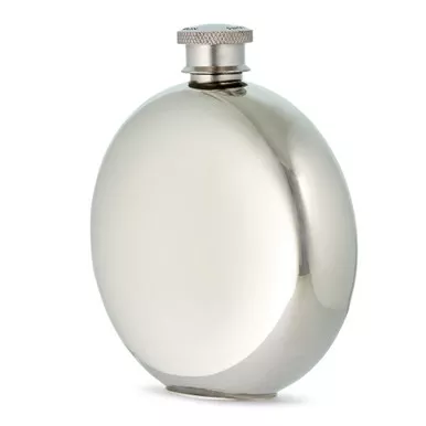 Purdey 6oz Round Concave Back Pewter Flask