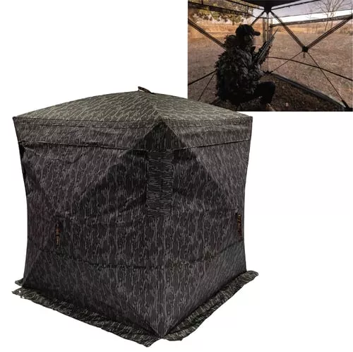 Rhino Blinds R180-ST-MBL Hybrid R180 See Through Mossy Oak Bottomland 150 Denier/Mesh 58" x 58", 66" High