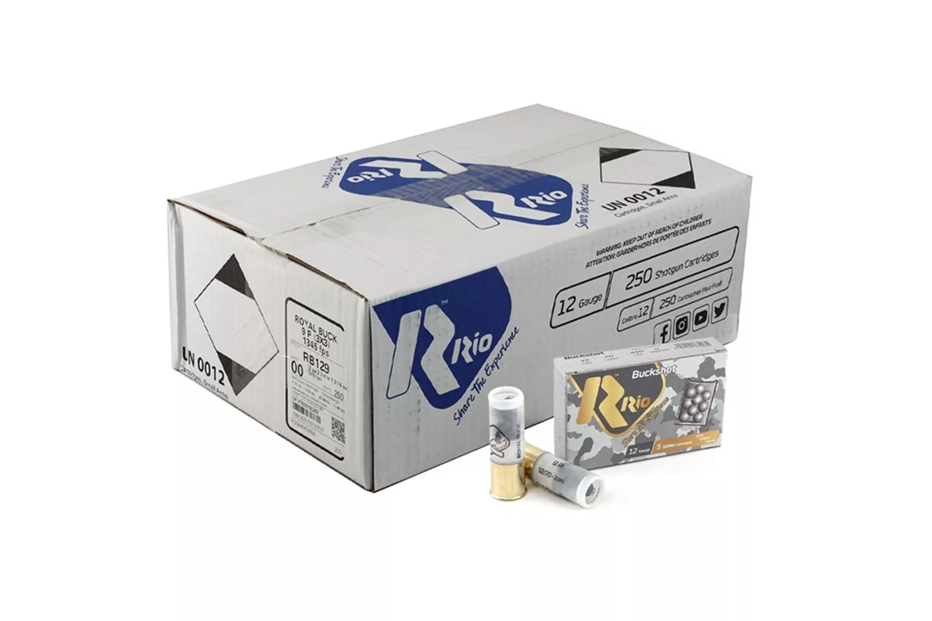 Rio RB129 Royal Buck 12 GA 2.75″ 00 Buck Shot – 250 Rounds – RB129