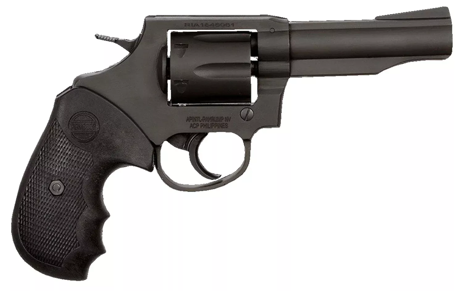 Rock Island 51261 M200Medium Frame 38 Special 6rd 4″ Black Parkerized Steel Barrel, Cylinder & Frame, Black Finger Grooved Grip, Transfer Bar Safety, Exposed Hammer