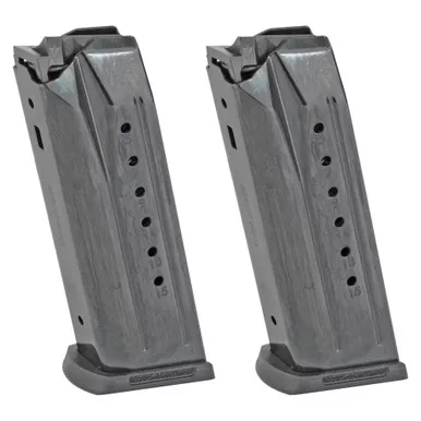 Ruger Magazines, 9MM, 15 Rounds, Fits Ruger Security-9, Steel, Black, 2 Pack