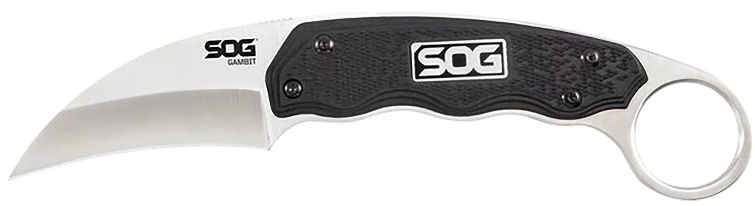 S.O.G SOG-GB1001-C Gambit2.58″ Fixed Sheepsfoot Plain Satin Polished 7Cr17MoV SS Blade Black GRN Handle Includes Sheath
