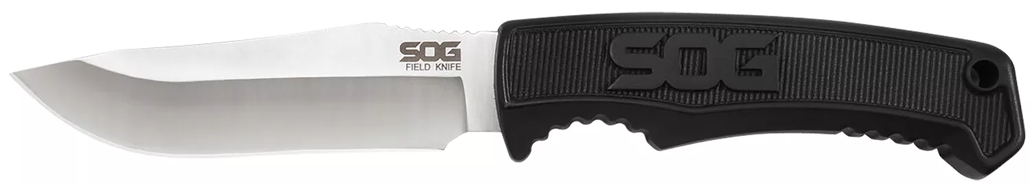 S.O.G SOGFK1001CP Field4″ Fixed Clip Point Plain Satin 7Cr17MoV SS Blade Black TPR Handle Includes Sheath