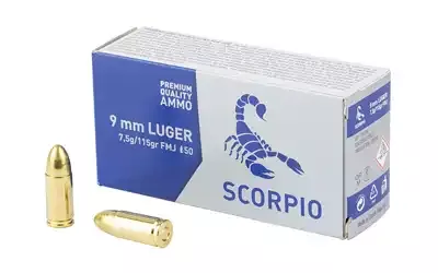 SCORPIO 9mm 115gr FMJ 50 Round Box