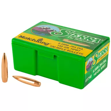 Sierra Bullets MatchKing, 6.5MM, 140 Grain, Boat Tail Hollow Point, 100 Count 1740