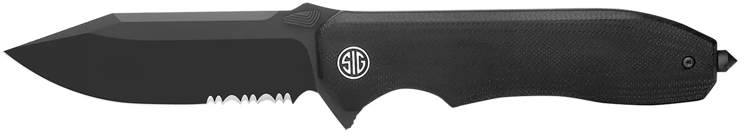 Sig Sauer Knives VA9BBS Validus3.78" Folding Drop Point Part Serrated Black PVD M390 Steel Blade, 4.76" Black Textured G10 Handle