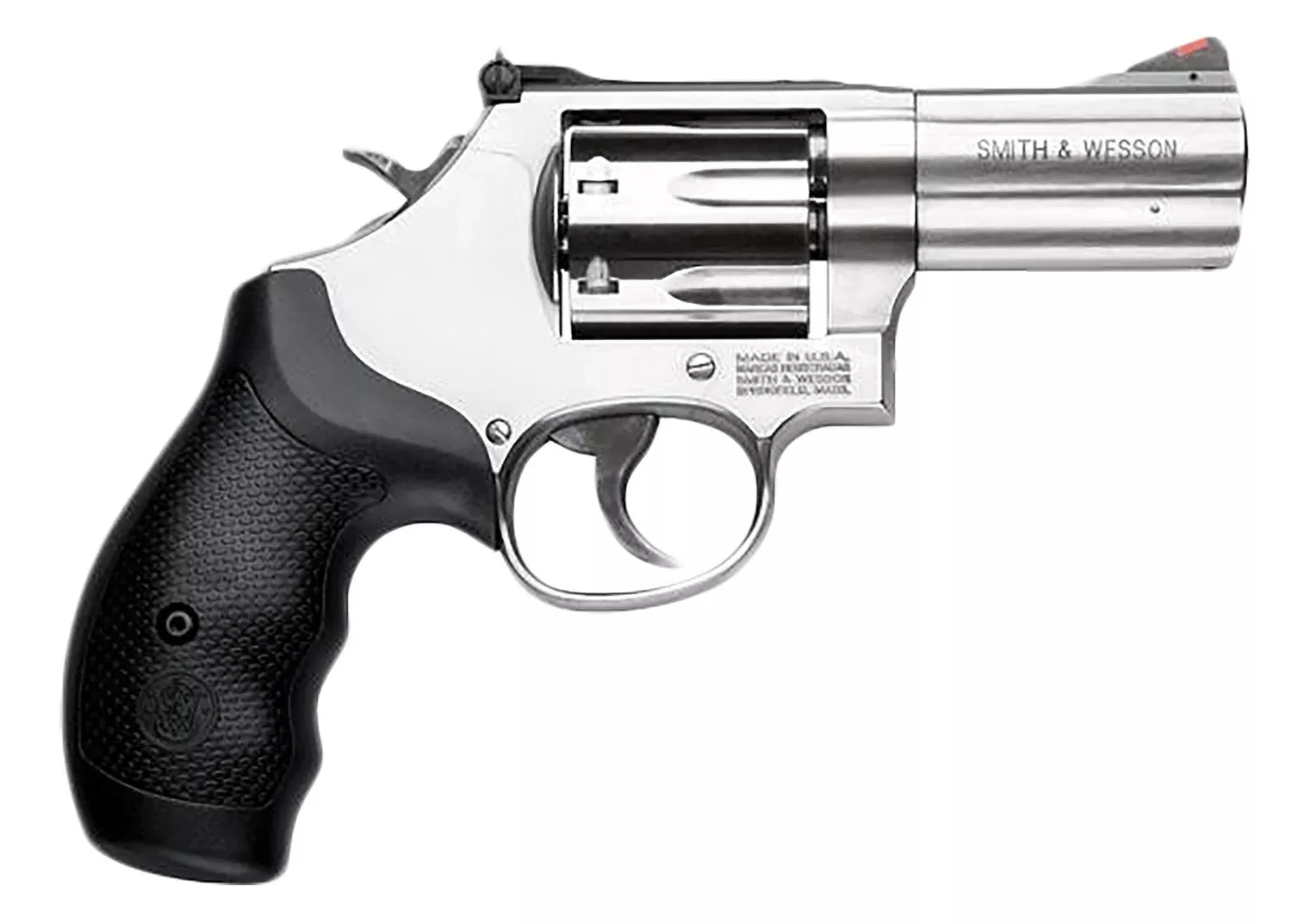Smith & Wesson 164300 M686 PlusL-Frame 38 S&W Spl +P/357 Mag 7rd, 3" Satin Stainless Steel Barrel, Cylinder & Frame, Black Finger Groove Grip