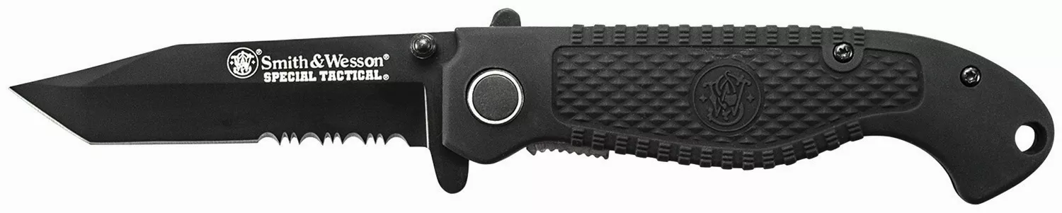 Smith & Wesson Knives CKTACBSCP Special Tactical3.50" Folding Part Serrated Stainless Steel Blade 4.60" Black
