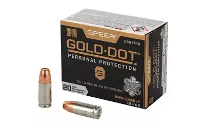 Speer Gold Dot Personal Protection 9mm+P 124gr HP Brass 20 Round Box