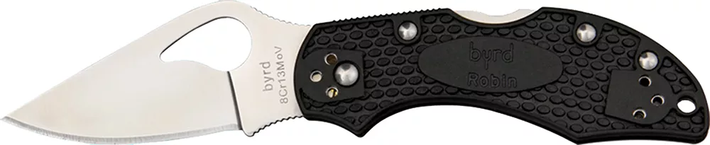 Spyderco BY10PBK2 Byrd Robin 2 Lightweight 2.43" Folding Drop Point Plain 8Cr13MoV SS Blade Black Bi-Directional Texturing FRN Handle Includes Pocket Clip