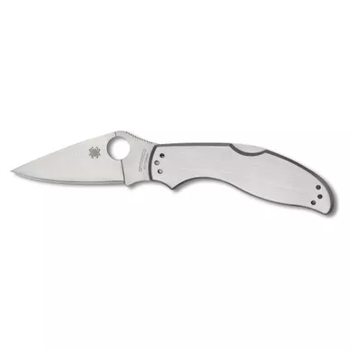 Spyderco UpTern - Folding Knife, Plain, 2.82", Silver