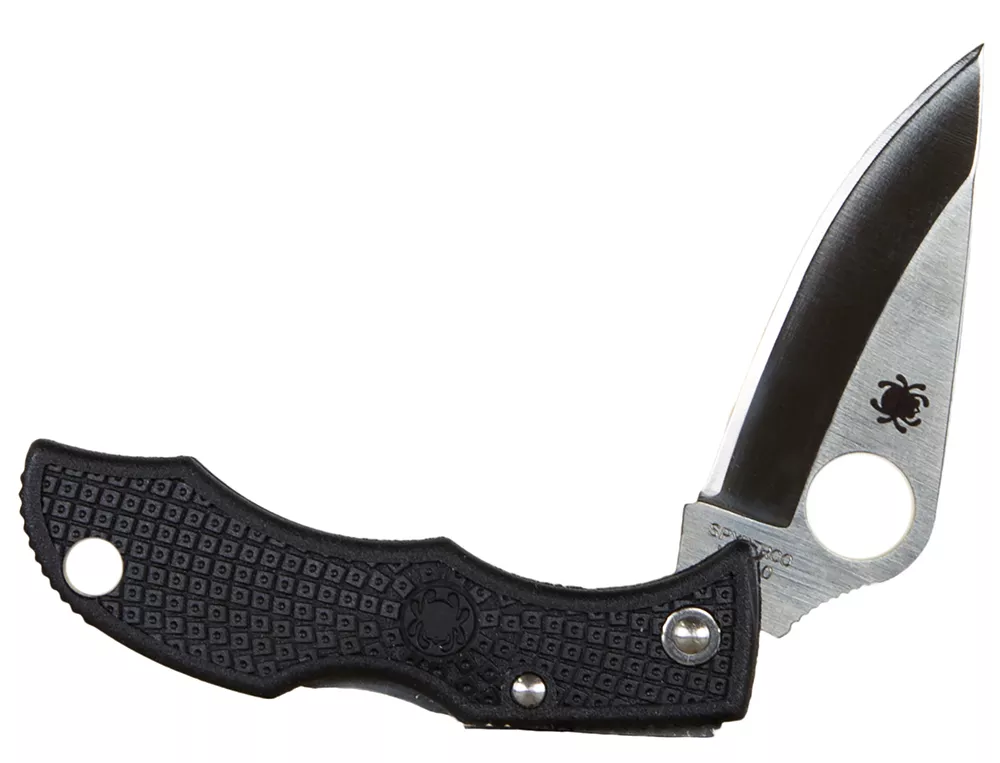 SpydercoLadybug 31.94″ Folding Clip Point Plain VG-10 Stainless Steel Blade FRN Black Handle