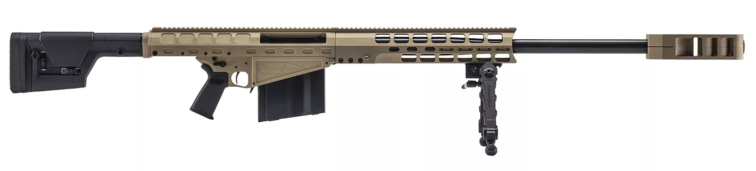 Thompson TAO50FDE TAO5050 BMG 10+1 29" Black Steel Barrel, Flat Dark Earth Anodized Picatinny Rail Aluminum Receiver, Magpul PRS Gen3 Polymer Stock, Magpul MOE+ Grip, Features Accu-Tac Bipod
